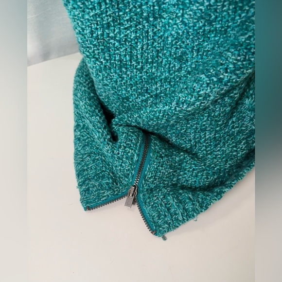Talbots Size Petite M Turquoise Cable-Knit 100% Cotton Pullover Sweater - Picture 4 of 6